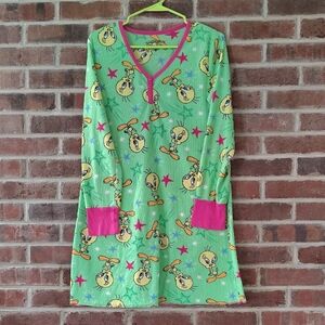 Green and Pink Tweety Adult  Pajamas